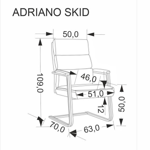 ADRIANO SKID Καρέκλα γραφείου σε μαύρο 63x70x109 με ύψος καθίσματος 50cm