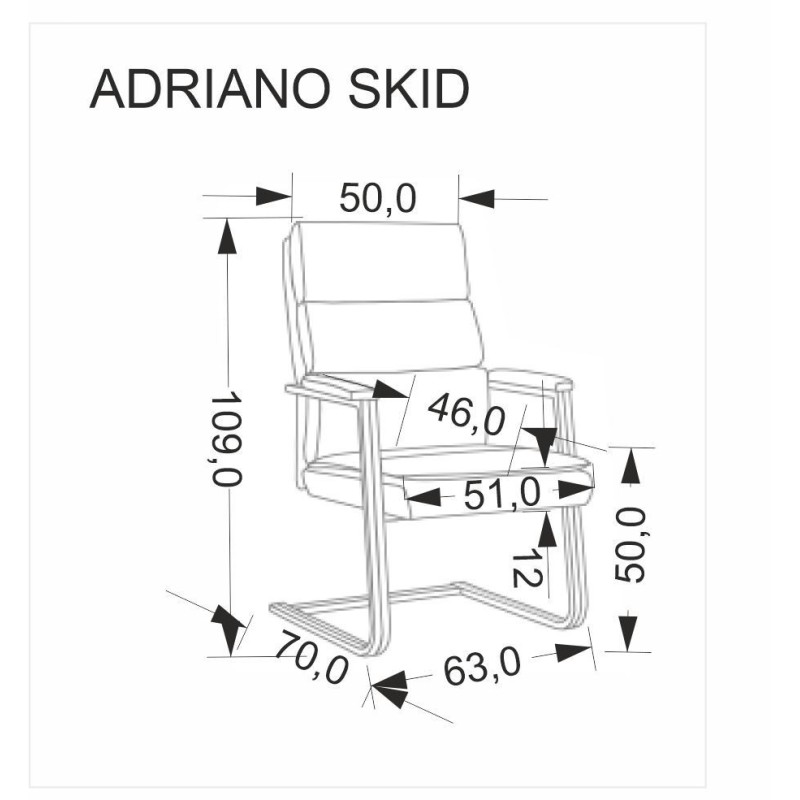 ADRIANO SKID Καρέκλα γραφείου σε μαύρο 63x70x109 με ύψος καθίσματος 50cm