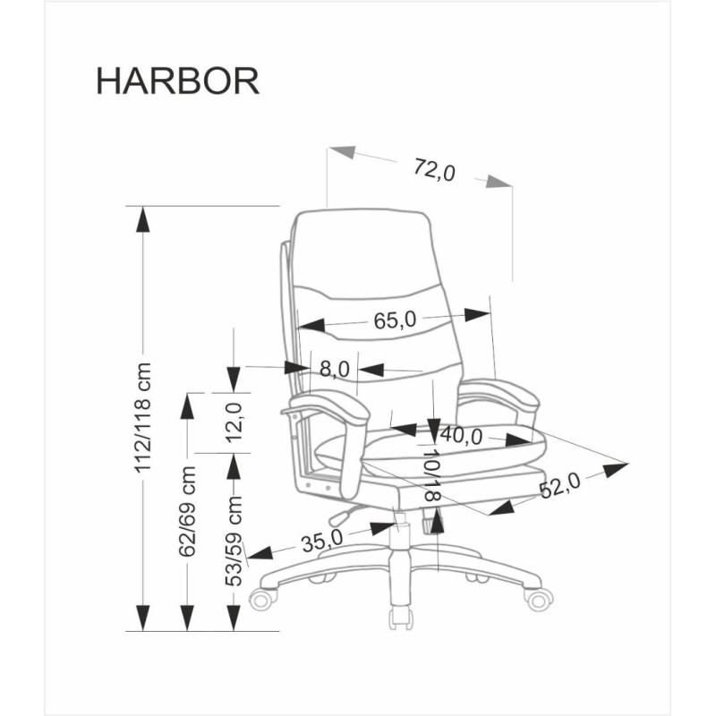 HARBOR Καρέκλα γραφείου με μηχανισμό TILT σε μαύρο 65x72x112cm