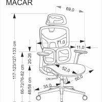 MACAR Καρέκλα γραφείου με μηχανισμό TILT σε μαύρο 71x69x127cm