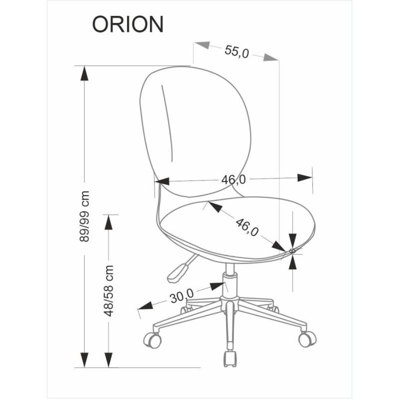 ORION Καρέκλα γραφείου με απλό μηχανισμό σε γκρι 46x55x89cm