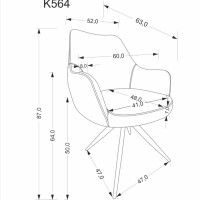 K564 Καρέκλα τραπεζαρίας με λειτουργία περιστροφής σε μπεζ 60x63x87 με ύψος καθίσματος 50cm