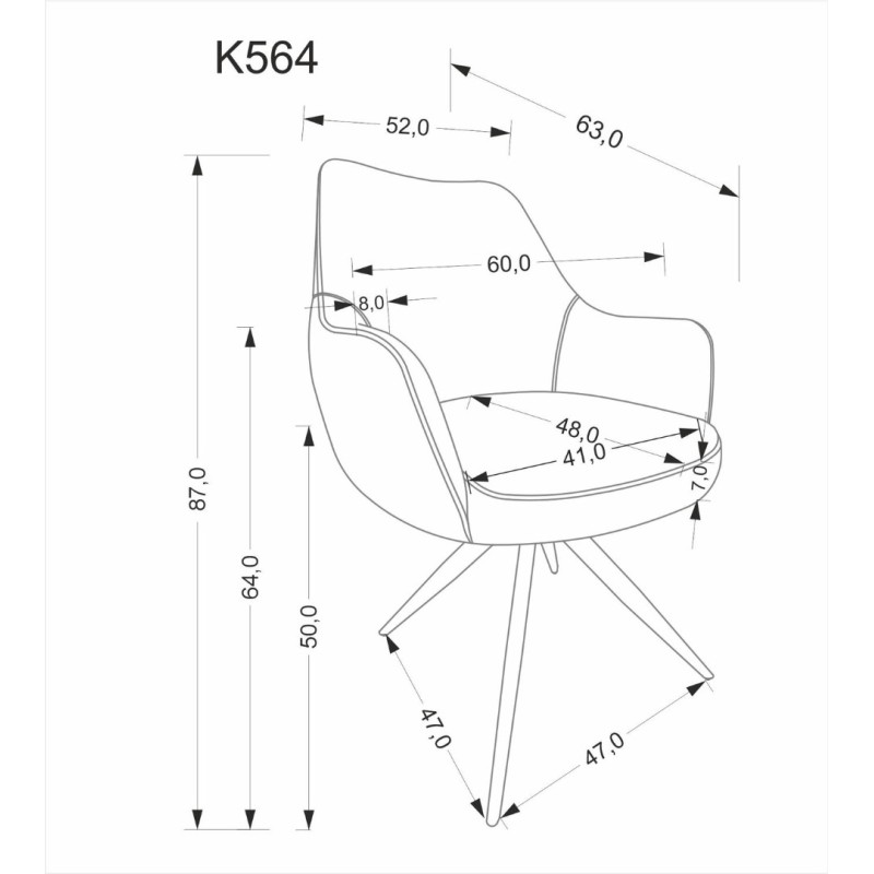 K564 Καρέκλα τραπεζαρίας με λειτουργία περιστροφής σε μπεζ 60x63x87 με ύψος καθίσματος 50cm