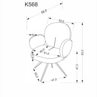 K568 Καρέκλα με λειτουργία περιστροφής σε μπεζ 65x64x82 με ύψος καθίσματος 47cm