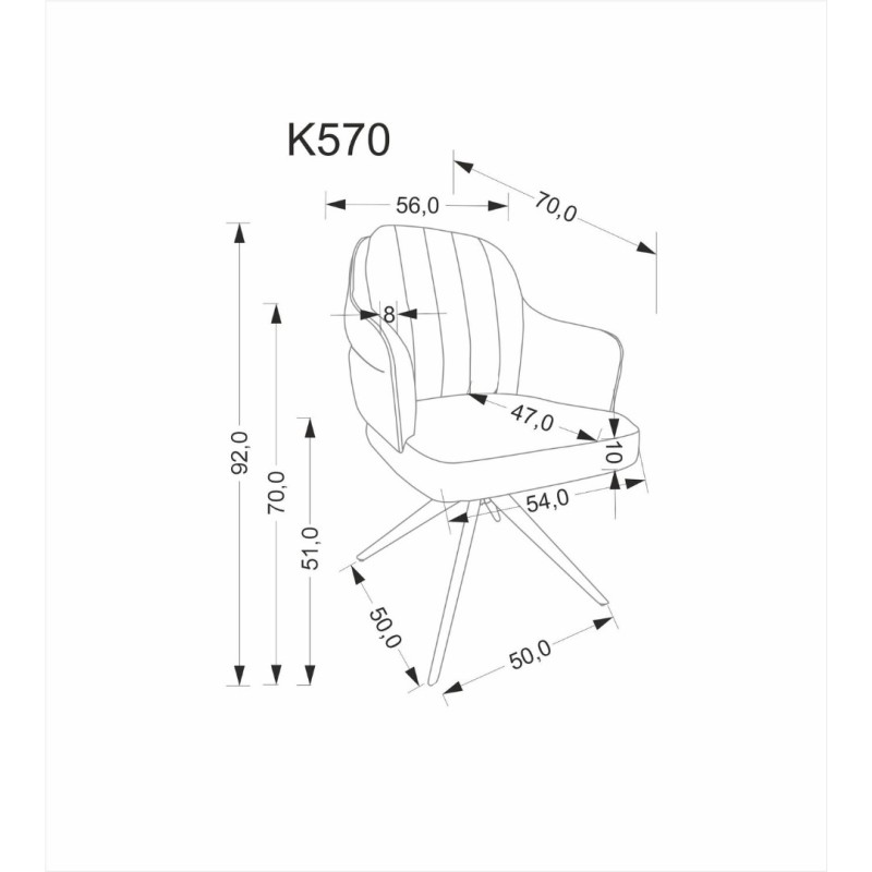 K570 Καρέκλα με λειτουργία περιστροφής σε μπεζ 61x70x92 με ύψος καθίσματος 51cm