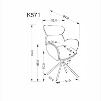 K571 Καρέκλα με λειτουργία περιστροφής σε κανελί απόχρωση 63x64x93 με ύψος καθίσματος 50cm