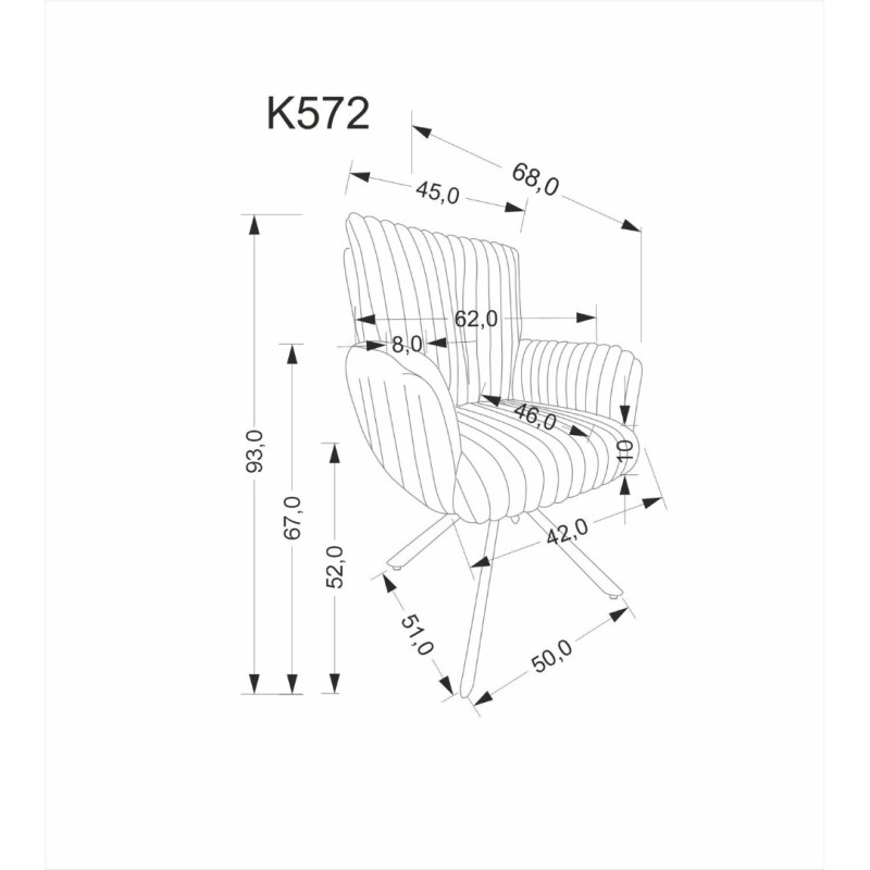 K572 Καρέκλα με λειτουργία περιστροφής σε απόχρωση κρεμ 62x68x93 με ύψος καθίσματος 52cm