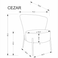 CEZAR Πολυθρόνα σε γκρι 70x79x85 με ύψος καθίσματος 45cm