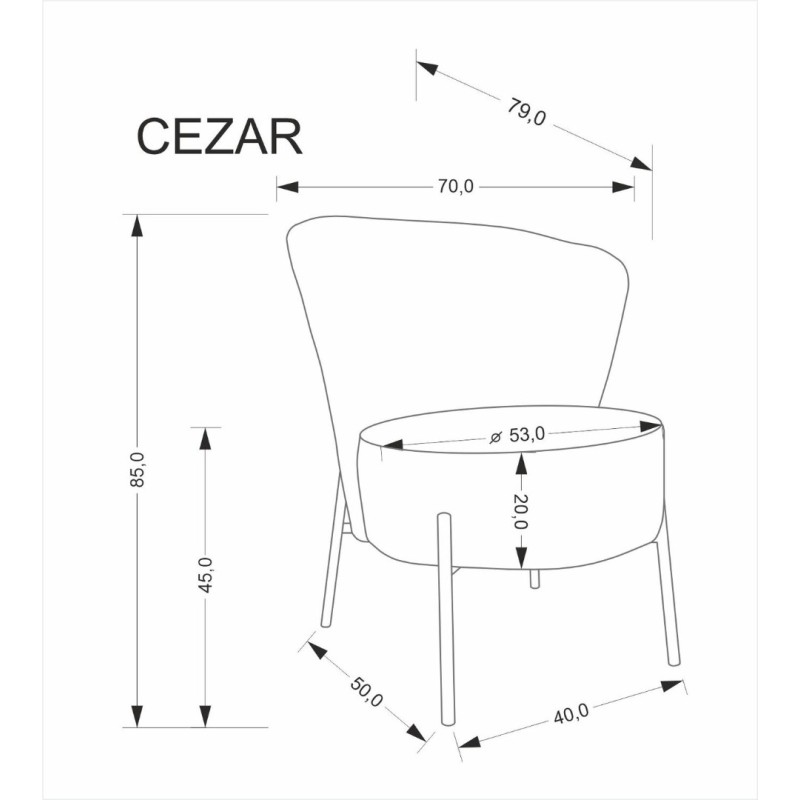 CEZAR Πολυθρόνα σε γκρι 70x79x85 με ύψος καθίσματος 45cm