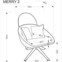 MERRY 2 Πολυθρόνα με λειτουργία περιστροφής σε απόχρωση καπουτσίνο 78x82x100 με ύψος καθίσματος 44cm