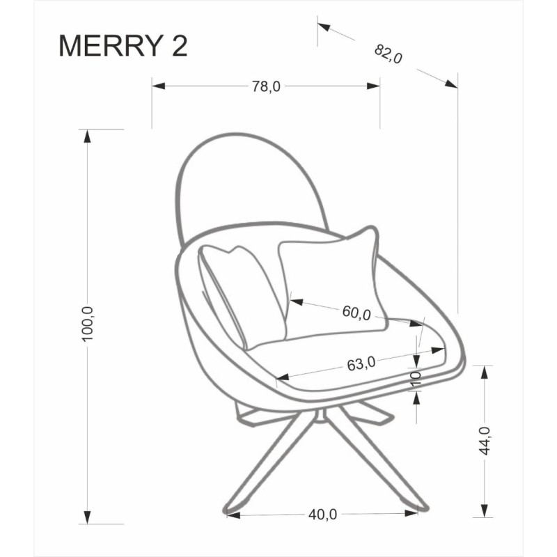 MERRY 2 Πολυθρόνα με λειτουργία περιστροφής σε απόχρωση καπουτσίνο 78x82x100 με ύψος καθίσματος 44cm