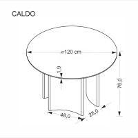CALDO Τραπέζι τραπεζαρίας σε απόχρωση καρυδί 120x120x76cm