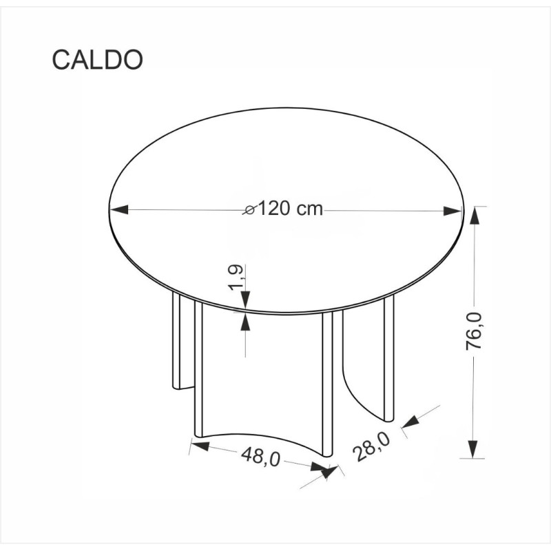 CALDO Τραπέζι τραπεζαρίας σε απόχρωση καρυδί 120x120x76cm