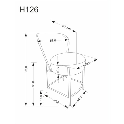 K126 Σκαμπό μπαρ σε γκρι 57x61x95 με ύψος καθίσματος 65cm