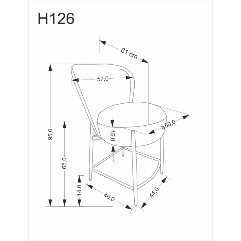 K126 Σκαμπό μπαρ σε γκρι 57x61x95 με ύψος καθίσματος 65cm