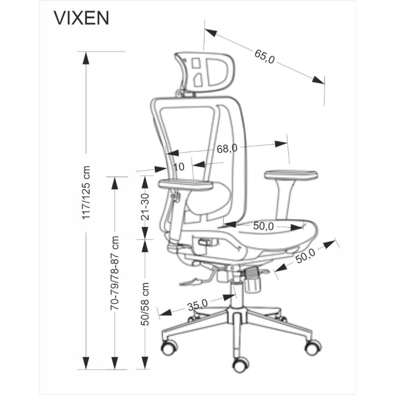 VIXEN Καρέκλα γραφείου με μηχανισμό MULTIBLOCK σε μαύρο 68x65x117cm