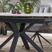 PLATAN Τραπέζι τραπεζαρίας με λευκό μάρμαρο 140-180x85x76cm