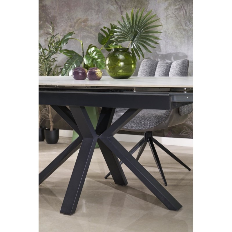 PLATAN Τραπέζι τραπεζαρίας με λευκό μάρμαρο 140-180x85x76cm