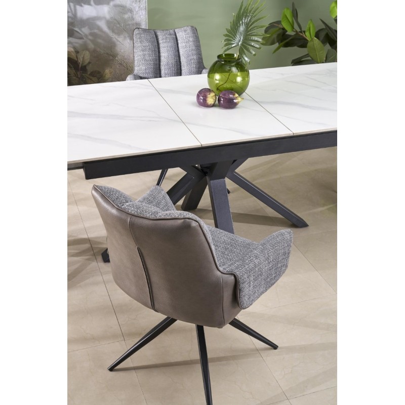 PLATAN Τραπέζι τραπεζαρίας με λευκό μάρμαρο 140-180x85x76cm