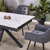 PLATAN Τραπέζι τραπεζαρίας με λευκό μάρμαρο 140-180x85x76cm