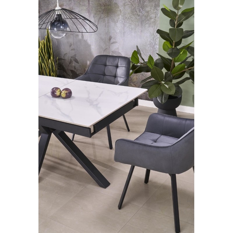 PLATAN Τραπέζι τραπεζαρίας με λευκό μάρμαρο 140-180x85x76cm