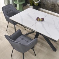 PLATAN Τραπέζι τραπεζαρίας με λευκό μάρμαρο 140-180x85x76cm