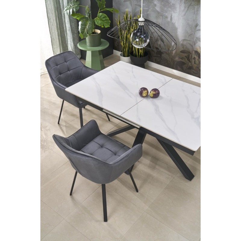PLATAN Τραπέζι τραπεζαρίας με λευκό μάρμαρο 140-180x85x76cm