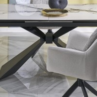 LUCIANO Τραπέζι τραπεζαρίας επεκτεινόμενο με λευκό μάρμαρο 180-230x90x76x117cm