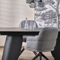 FORUM Τραπέζι τραπεζαρίας επεκτεινόμενo με μαύρο μάρμαρο 180-260x90x76cm