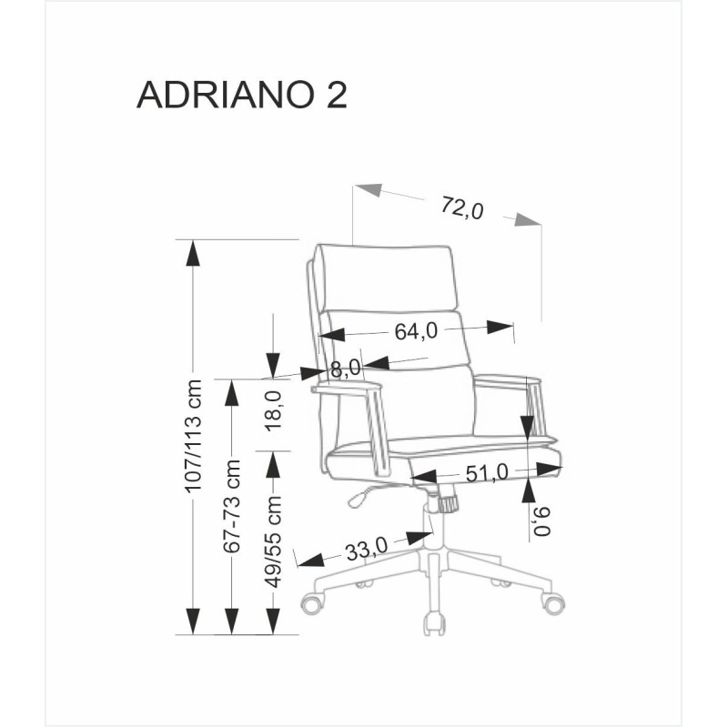 ADRIANO 2 Καρέκλα Γραφείου από Τεχνόδερμα Ανοιχτό Γκρι με Μηχανισμό TILT 65x70x110cm