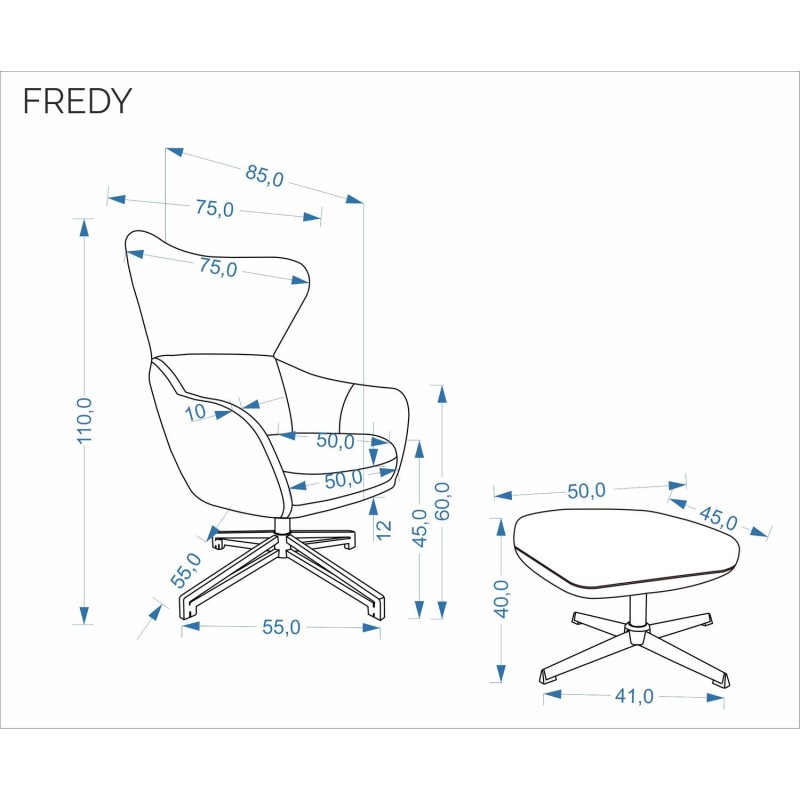 Fredy Περιστρεφόμενη Πολυθρόνα Relax με Υποπόδιο Μπεζ 75x85x110cm