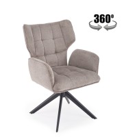 K601 Καρέκλα Τραπεζαρίας Περιστρεφόμενη 360° Γκρι Υφασμάτινη με Μπράτσα 57x64x90cm