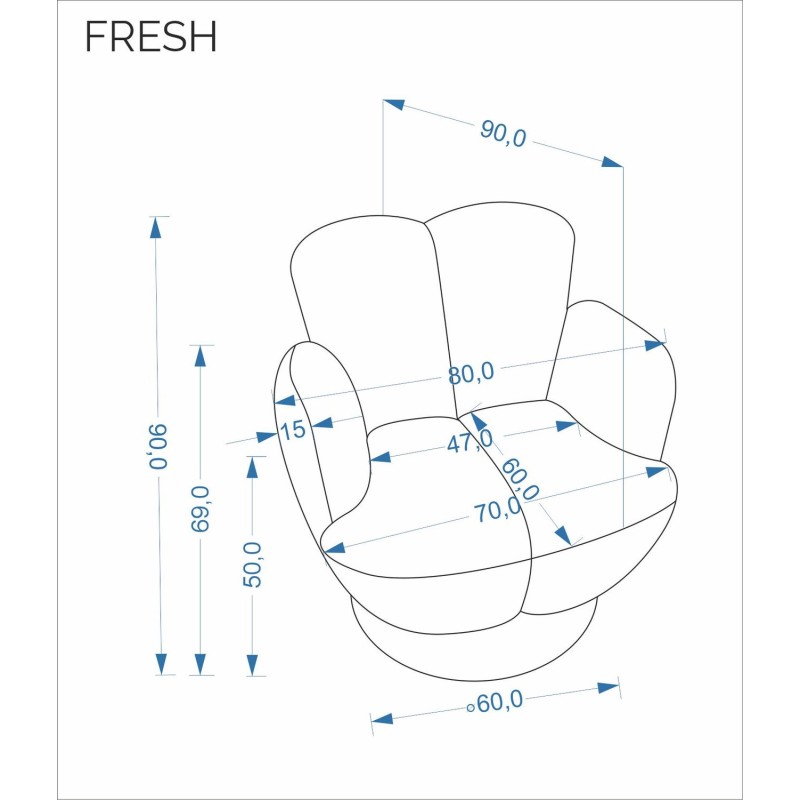Πολυθρόνα FRESH Περιστρεφόμενη Υφασμάτινη Cinnamon 80x90x90cm