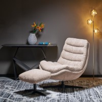 OLYMPIC Περιστρεφόμενη Πολυθρόνα Relax με Υποπόδιο Μπέζ 75x88x94cm
