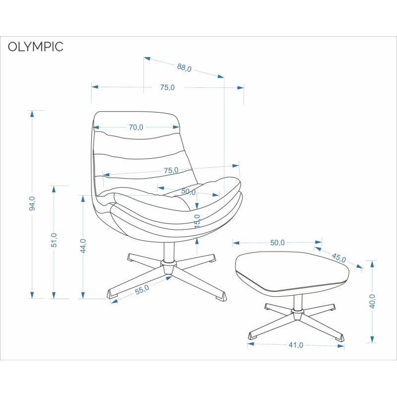 OLYMPIC Περιστρεφόμενη Πολυθρόνα Relax με Υποπόδιο Μπέζ 75x88x94cm
