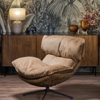 Πολυθρόνα ROGER Περιστρεφόμενη Υφασμάτινη Καφέ 90x100x90cm