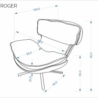 Πολυθρόνα ROGER Περιστρεφόμενη Υφασμάτινη Καφέ 90x100x90cm