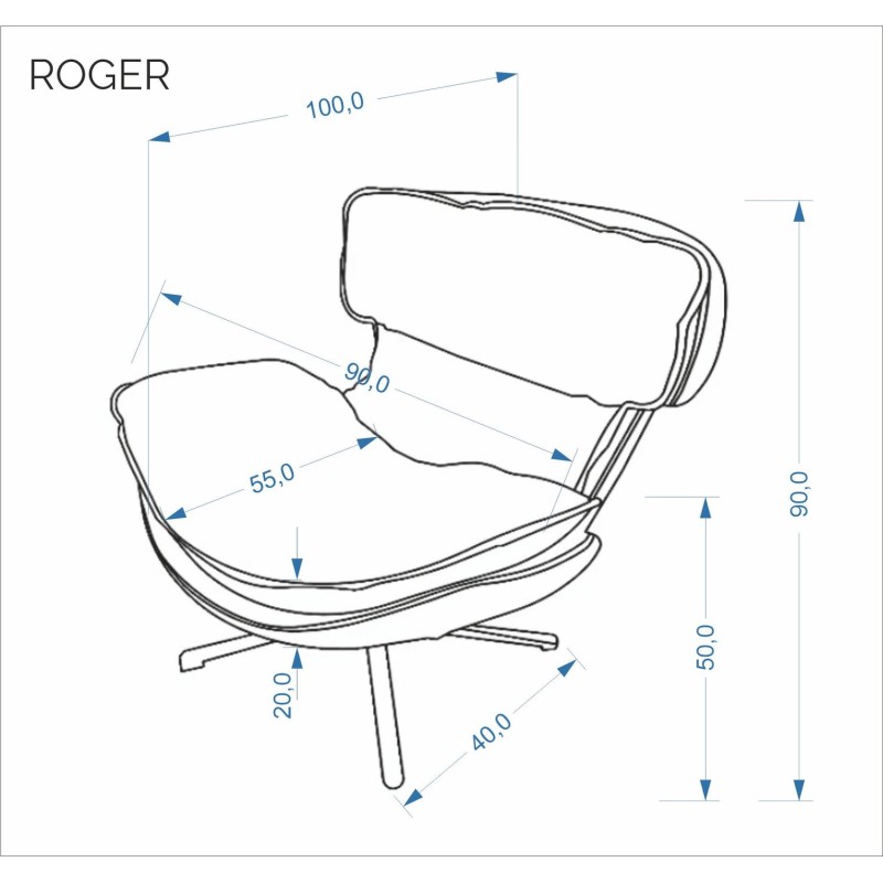 Πολυθρόνα ROGER Περιστρεφόμενη Υφασμάτινη Καφέ 90x100x90cm