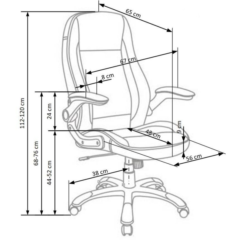 SATURN Καρέκλα γραφείου γκρι με μηχανισμό TILT 67x65x112-120cm