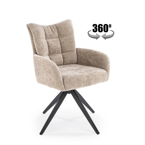 K540 Καρέκλα τραπεζαρίας μπεζ: 60x63x89cm ύψος καθίσματος 51 cm, λειτουργία περιστροφής 360