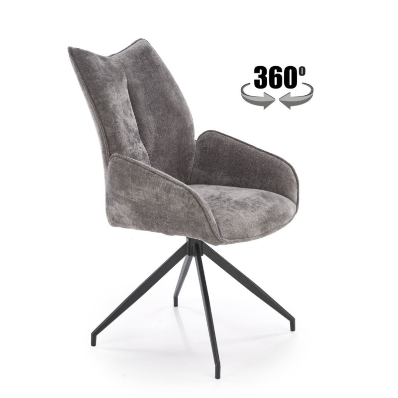 K553 καρέκλα, γκρι διαστάσεις: 60/66/96cm με ύψος καθίσματος 52 cm, λειτουργία περιστροφής 360