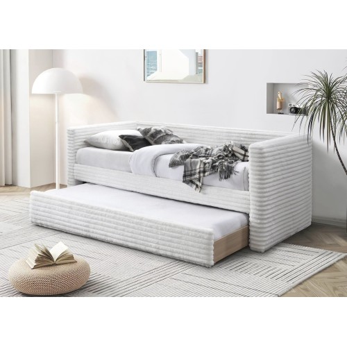 ALABAMA Κρεβάτι με πτυσσόμενο χώρο στρώματος σε απόχρωση κρεμ 221x95x83cm (για στρώμα 90x200cm)