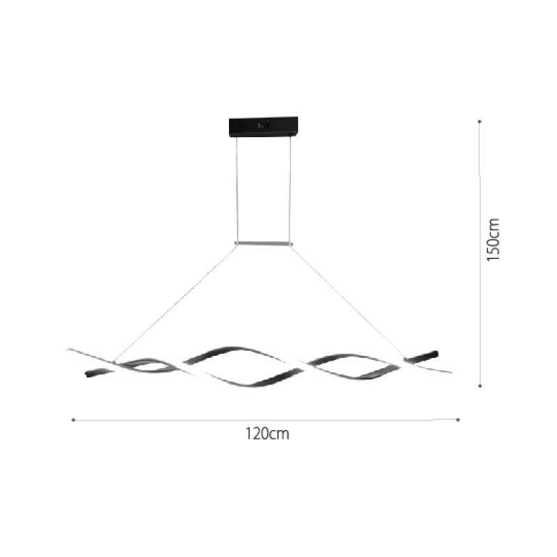 InLight Κρεμαστό φωτιστικό LED 40W 3CCT (by switch on base) σε μαύρο χρώμα D:120cm (6085-BL)