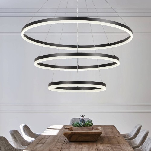 InLight Κρεμαστό φωτιστικό LED 100W 3CCT (by switch on base) D:60cm (6095-A-Black)