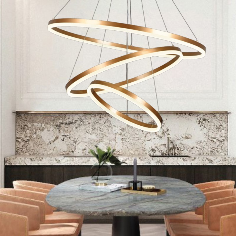 Inlight Κρεμαστό φωτιστικό LED 100W 3CCT (by switch on base) D:60cm (6095-A-Golden)