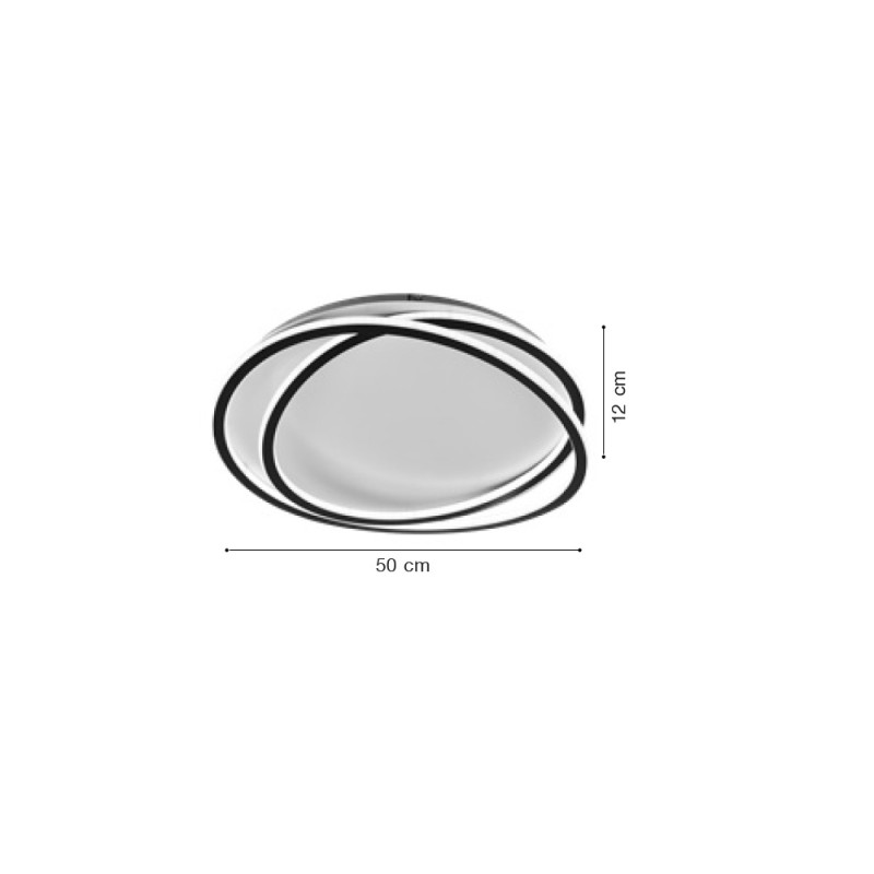Inlight Πλαφονιέρα οροφής LED 38W 3CCT σε μαύρη απόχρωση D:50x12cm (42037-Black)