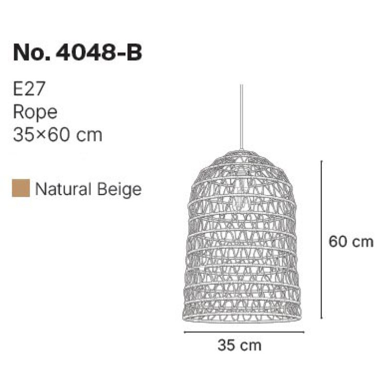 InLight Κρεμαστό Φωτιστικό από σχοινί 1xE27 D:35cm (4048-B)