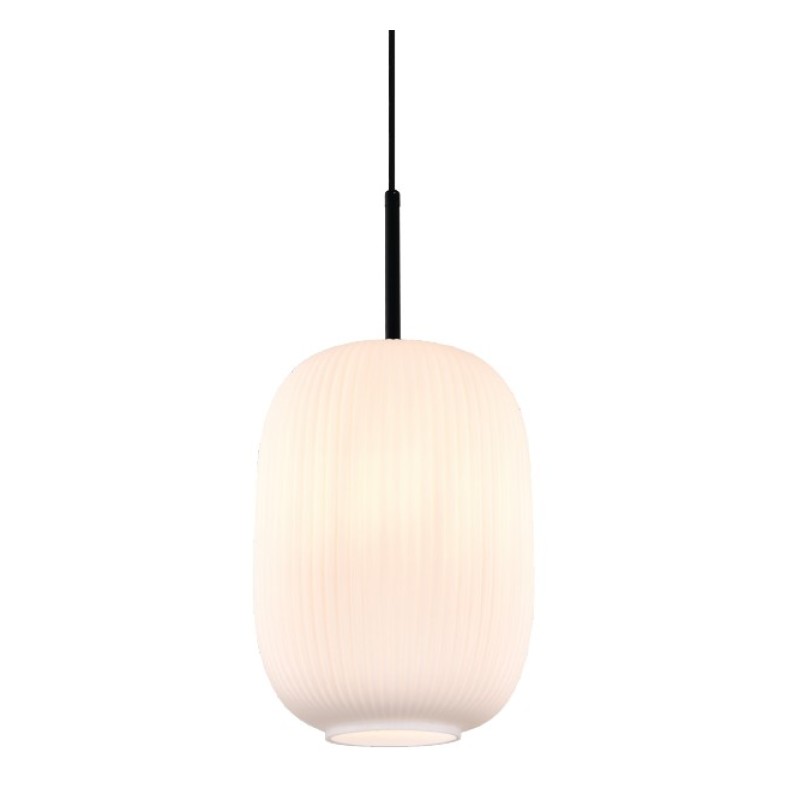 InLight Κρεμαστό φωτιστικό από λευκή οπαλίνα με ρίγα 1XΕ27 D:20x28cm (4084-B)