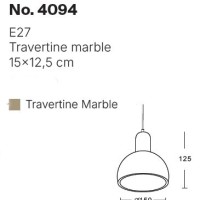 InLight Κρεμαστό φωτιστικό γκρι από travertine marble 1XΕ27 D:15 x 12.5cm (4094)