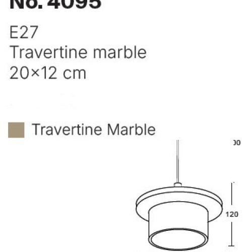 InLight Κρεμαστό φωτιστικό γκρι από travertine marble 1XΕ27 D:20 x 12cm (4095)